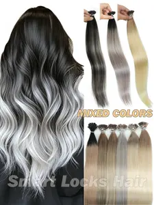 100% real human hair extensions, pre-bonded I-tip extensions, 7 highlight colors, ombre available, 30 grams/50 strands per pack, boxed packaging, easy to style and maintain, Salon quality, salon-grade volume and length, suitable for daily wear, party