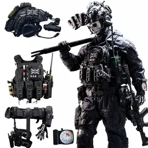 Call of Duty 19 Night Raid Ghost Cosplay Full Set of Equipment COD Ghost Tactical Mask Vest Belt Set Multifunctional Adjustable Protective Vest Belt Combat Clothing for Cosplay Party Costumes