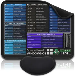 [Winos Compatible] Computer Shortcuts  Pad for Windows - Wrist Rest Included. Portable Mousepad, Cheat Sheet Office, Gaming Commands, Functions DeskMat  & Non-Slip Desk Pad [12 x 10]
