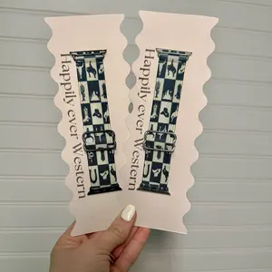 Western Checkered Black and Cream Adjustable Elastic Watch Band