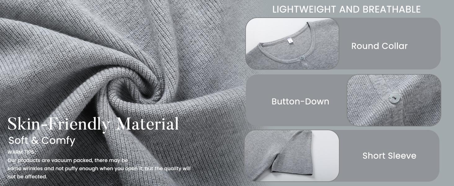 Tanming Women's Short Sleeve Cardigan Sweater - Crew Neck, Soft Ribbed Knitting Fabric, Button-Down, Fitted, Lightweight Breathable Clothes for Casual Office, Spring Summer Layering Cover Up (Women's Tops) #SpringStatements Tanming Women's Short Sleeve Cardigan Sweater - Crew Neck, Soft Ribbed Knitting Fabric, Button-Down, Fitted, Lightweight Breathable Clothes for Casual Office, Spring Summer Layering Cover Up (Women's Tops) #SpringStatements