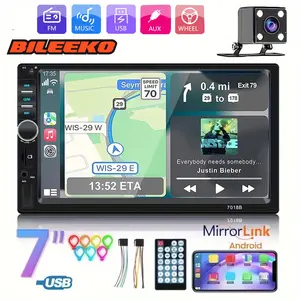 Universal Dual Spindle 7 Inch Car Dashboard Screen, Phone Connectivity, Bluetooth-compatible Casting, Fm Radio, USB Port, Abs Material