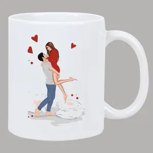 Reusable Modern Ceramic Mugs with Animal, Plant, Floral Print - 2pcs 11oz Personalizable Romantic Couple Cups for Birthday, Valentine's Day Kitchenware Drinkware