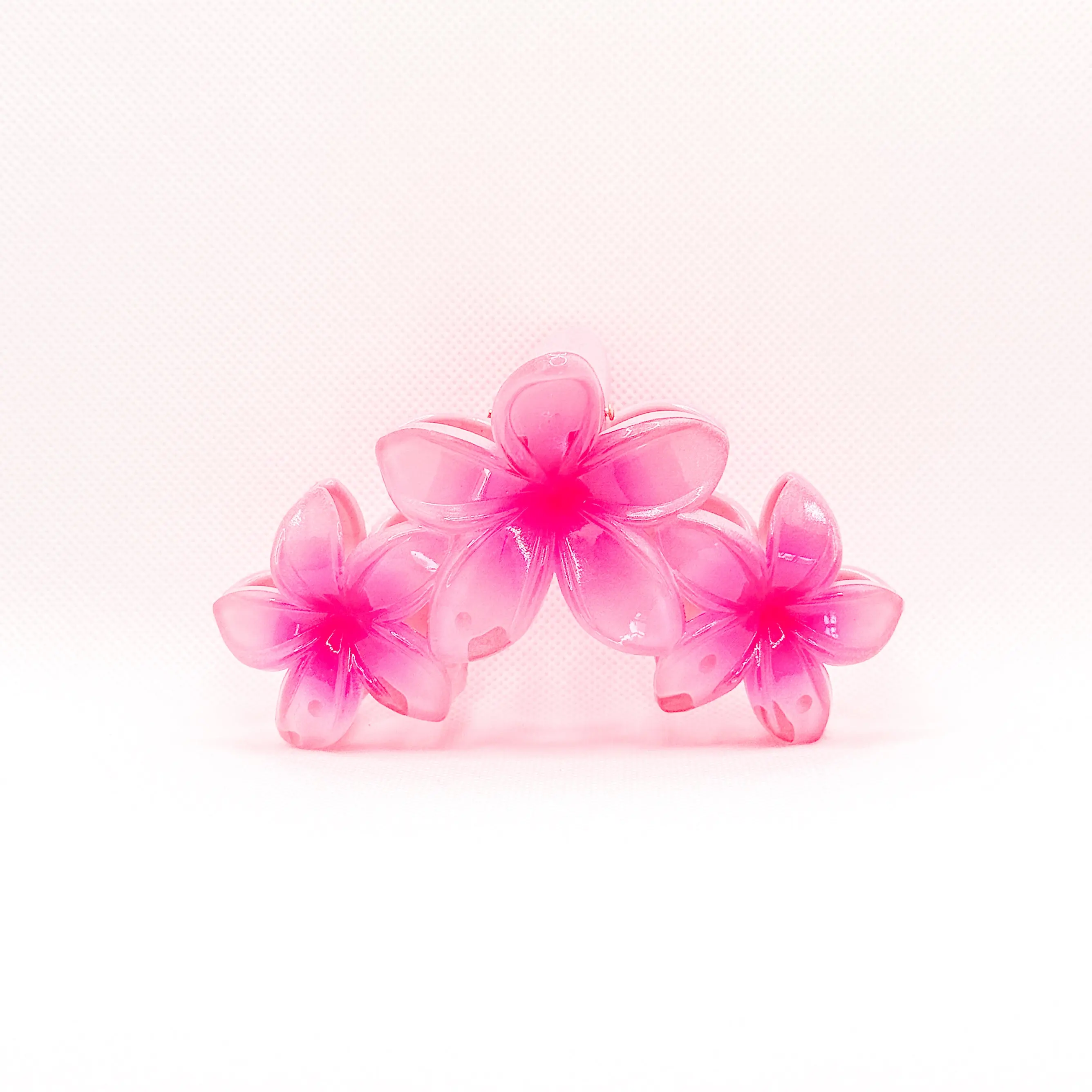 raspberry triple plumeria hair clip
