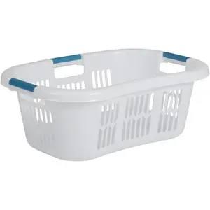 Large Hip-Hugger Laundry Basket/Hamper, 1.5-Bushel, White, Stackable Bin/Organizer for/Bedroom/Dorm/Home