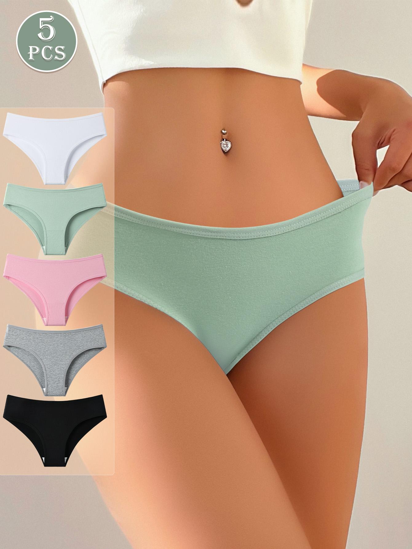HOTCOM Women's Cotton Panties 5-Pack – Soft Breathable Briefs, Comfortable Everyday Underwear, Assorted Colors
