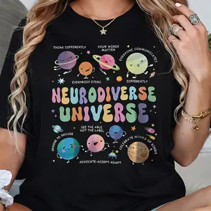 Neurodiverse Universe” T-Shirt – Cute Planet Graphic, Neurodiversity Awareness, Autism Acceptance, Inclusive Classroom/Teacher Support Tee