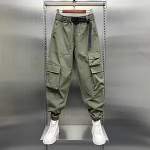 Spring and summer new multi-pocket cargo pants for men, trendy Korean-style jogger harem pants, black warrior casual pants