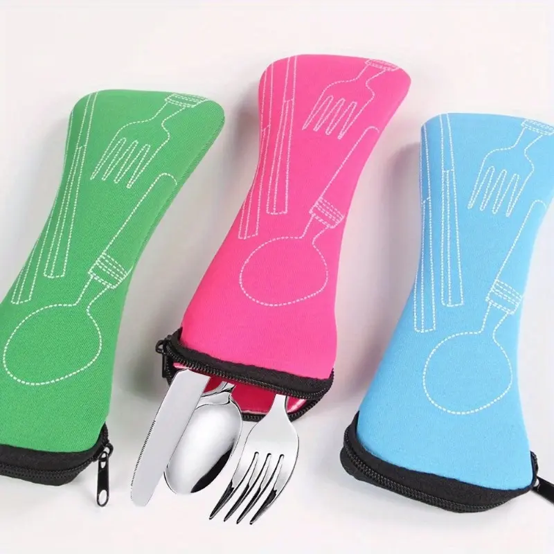 1pc Leak proof portable fabric cutlery bag, durable cutlery bag with zipper, Travel Organizer Bag, Travel Organization Pouch