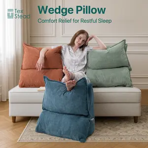 1pc Wedge Pillow - Ergonomic Back Support with Coral Fleece Cover, Medium Firmness for Spine Alignment, Machine Washable Mixed Colors, Full-Body Use for Reading, Watching TV, Pregnancy & Posture Support