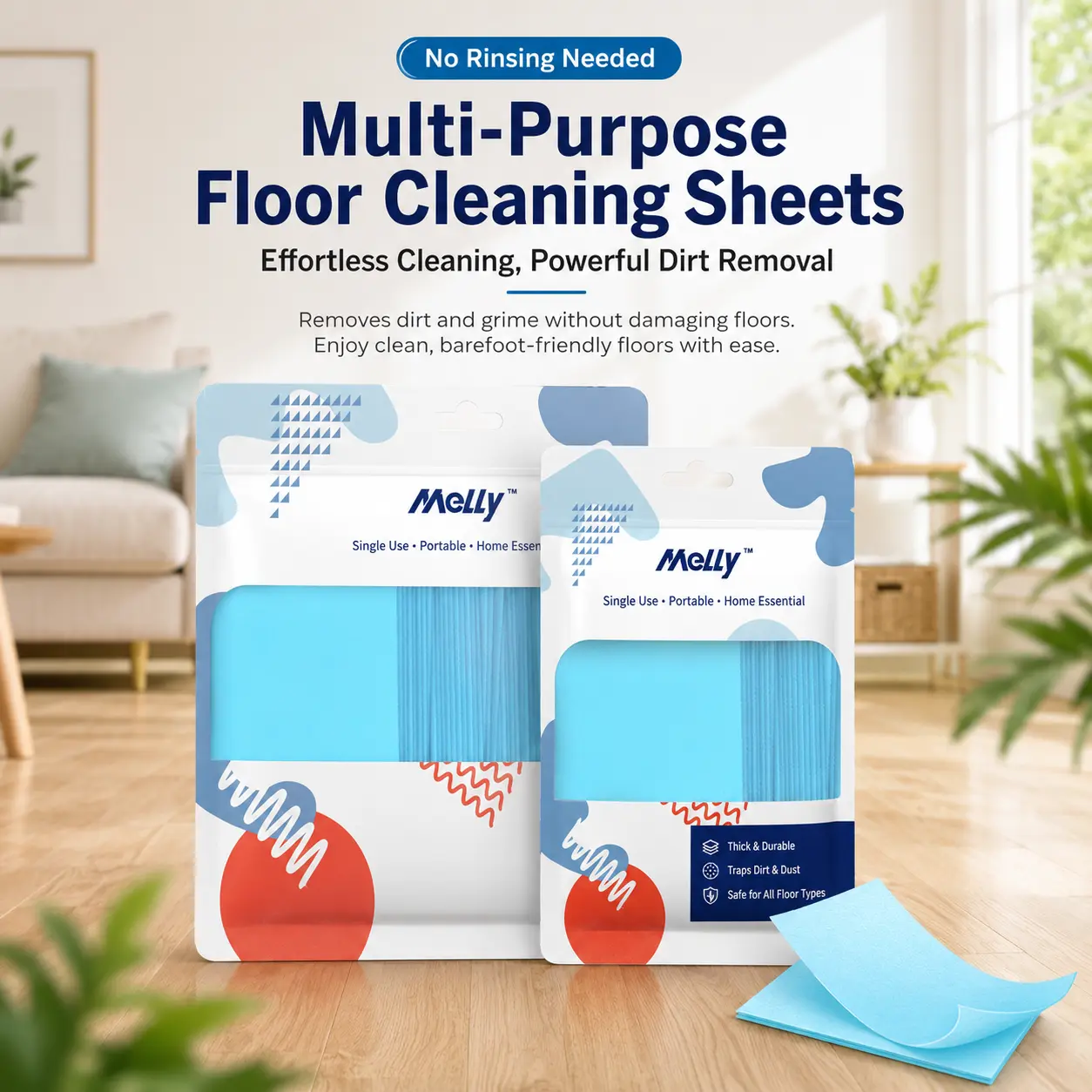 Dissolvable Floor Cleaner Sheets Pack, 100pcs Disposable Wet Dry Mops No-Bucket Refill Wipes, 1 Sheet Makes 3L Solution, Scented Household Cleaning Supply for Hardwood Floor Mops & Tile Laminate Vinyl Marble, Streak-Free Shine, Kid & Pet Safe