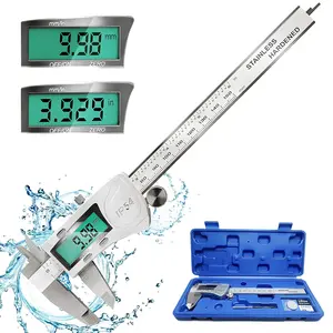 Digital Vernier Caliper Measuring Tool, IP54   Micrometer Caliper, 150mm/0-6 inch Stainless Steel Vernier Caliper with Large LCD Screen, Inch Metric Conversion