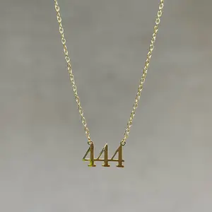 Angel Number 444 18 Karat Yellow Gold Plated / Silver Necklace