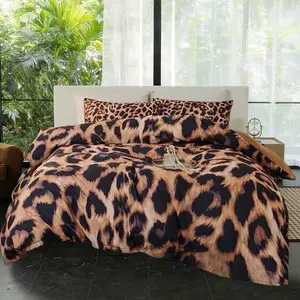 3pcs Leopard Print Bedding Set, Includes 1 Duvet Cover + 2 Pillowcases No insert, Soft and Comfortable, Perfect Gift for Bedroom Decor