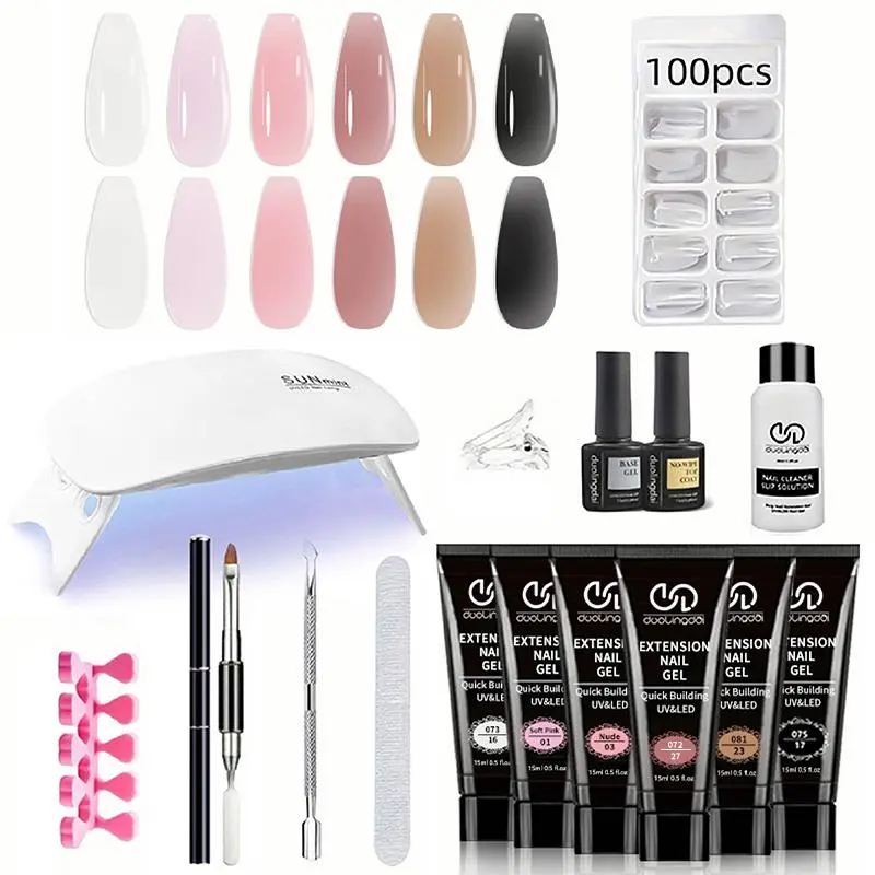 Acrylic Poly Gel Nail Extension Gel Nail Kit, DIY Salon Quality with Base & Top Coat and Nail Tools Included, Nail Art Kit for Women & Girls, Fake Nails Kit, Polygel Nail Kit