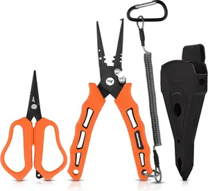 KastKing Cutthroat 7.5- Inch Saltwater Resistant Fishing Pliers, 5-Inch Braid Scissors, Line Cutter, Hook Remover, Fishing Tools Set, Gifts for Men
