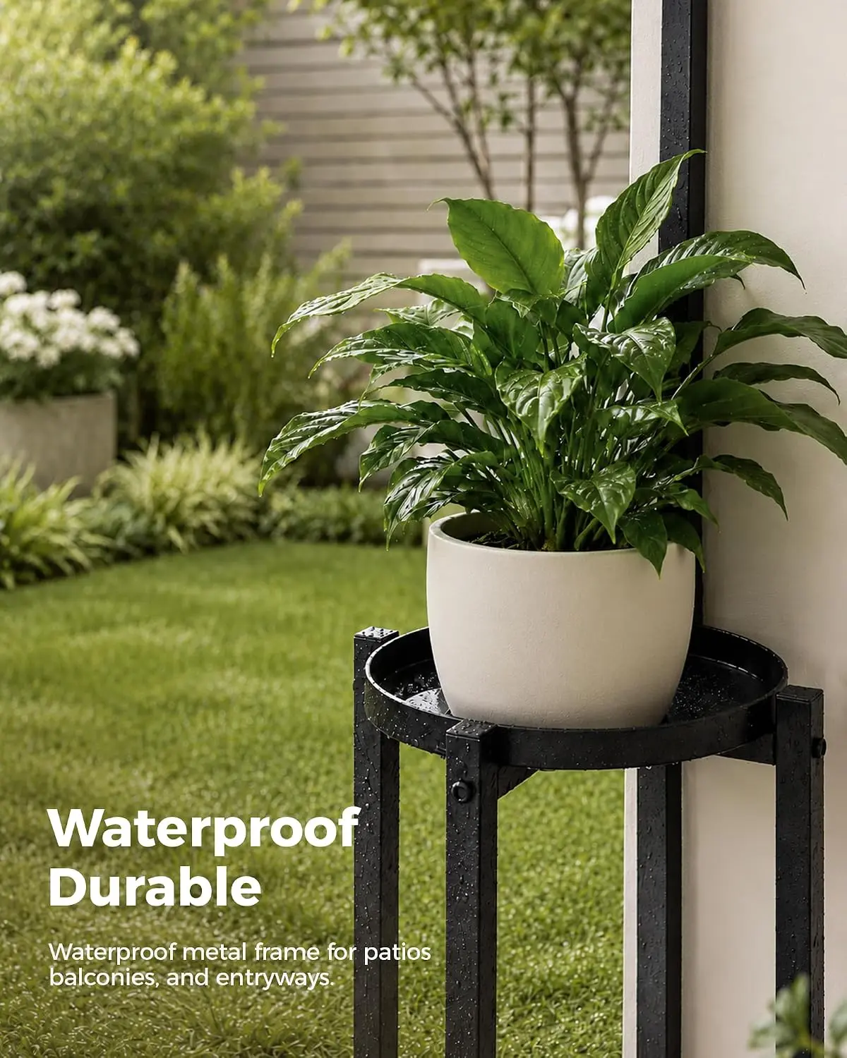 Bamworld Hanging Plant Stand Indoor Corner Tall Plant Shelf Outdoor Black
