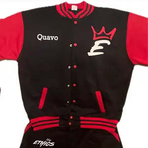 Name customizable red and black varsity jacket sweatsuit
