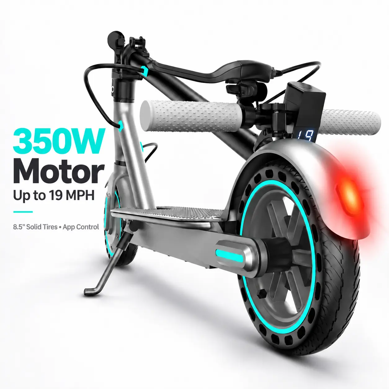Adult Electric Commuter Scooter - 350W Motor, Up to 19 MPH, 13/21 Mi Range, 7.8Ah/10.5Ah Battery Options, 8.5" Solid Tires, Smart APP Control, Dual Braking, Lightweight Foldable Design