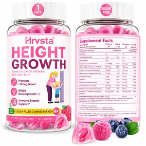 Height Growth Gummies for Kids & Teens - Calcium, Vitamin D3 + K2, Zinc, Magnesium, L-Arginine - Teen Multivitamin Gummies for Children Bone Strength and Immunity - 60 Gummies