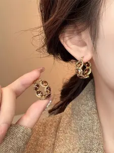 Vintage Marais Earrings Set, Luxurious High-End Autumn Winter Ear Studs, Women's Fashion Jewelry Accessories