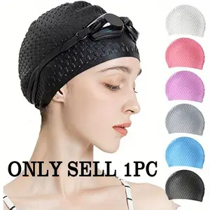 Silicone Swimming Cap, 2 Counts Comfortable Adjustable Swimming Cap, Professional Swimming Accessories for Men & Women