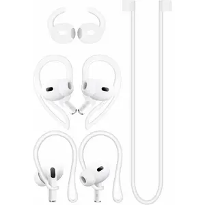 Anti-Slip Set for AirPods Pro 2nd  Adjustable Ear Hook  Design Wings Wingtip Ear Tips Strap  Earbuds Accessories Eartip Compatible with AirPods Pro 2 White