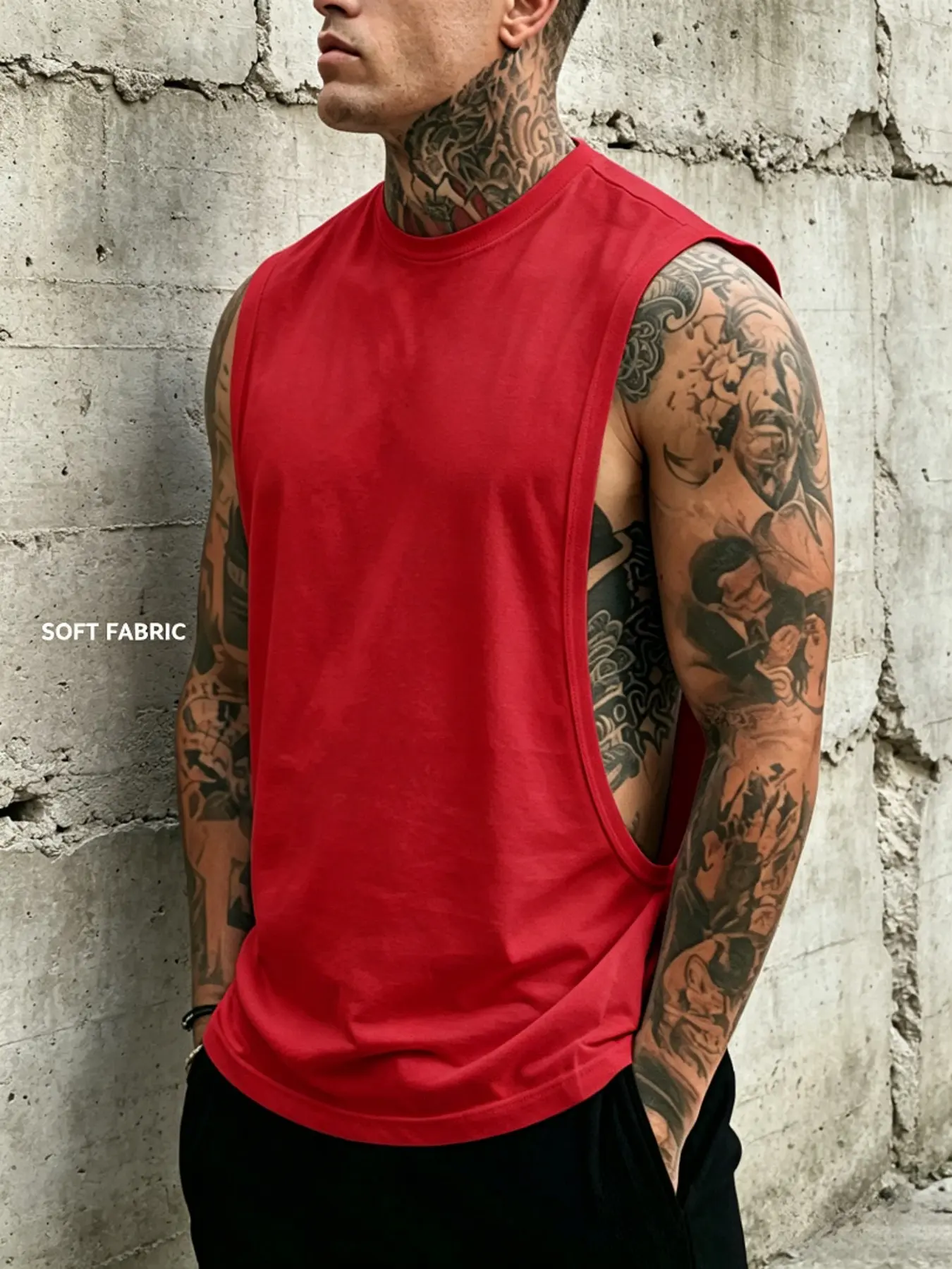 Summer Men's Streetwear, Menswear, American High Street Plus Size Solid Color Sleeveless Stretch Tank Top, Breathable Quick-Dry Fabric, Drop Shoulder Design to Widen Shoulders, 10 Colors Available, Perfect for Fitness, Casual and Daily Wear
