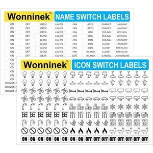 Light Switch Labels Stickers, 600Pcs |   4Sheets Electric Breaker Panel Label, Transparent Waterproof Switch Panel Labels for Home Kitchen Bathroom Office School