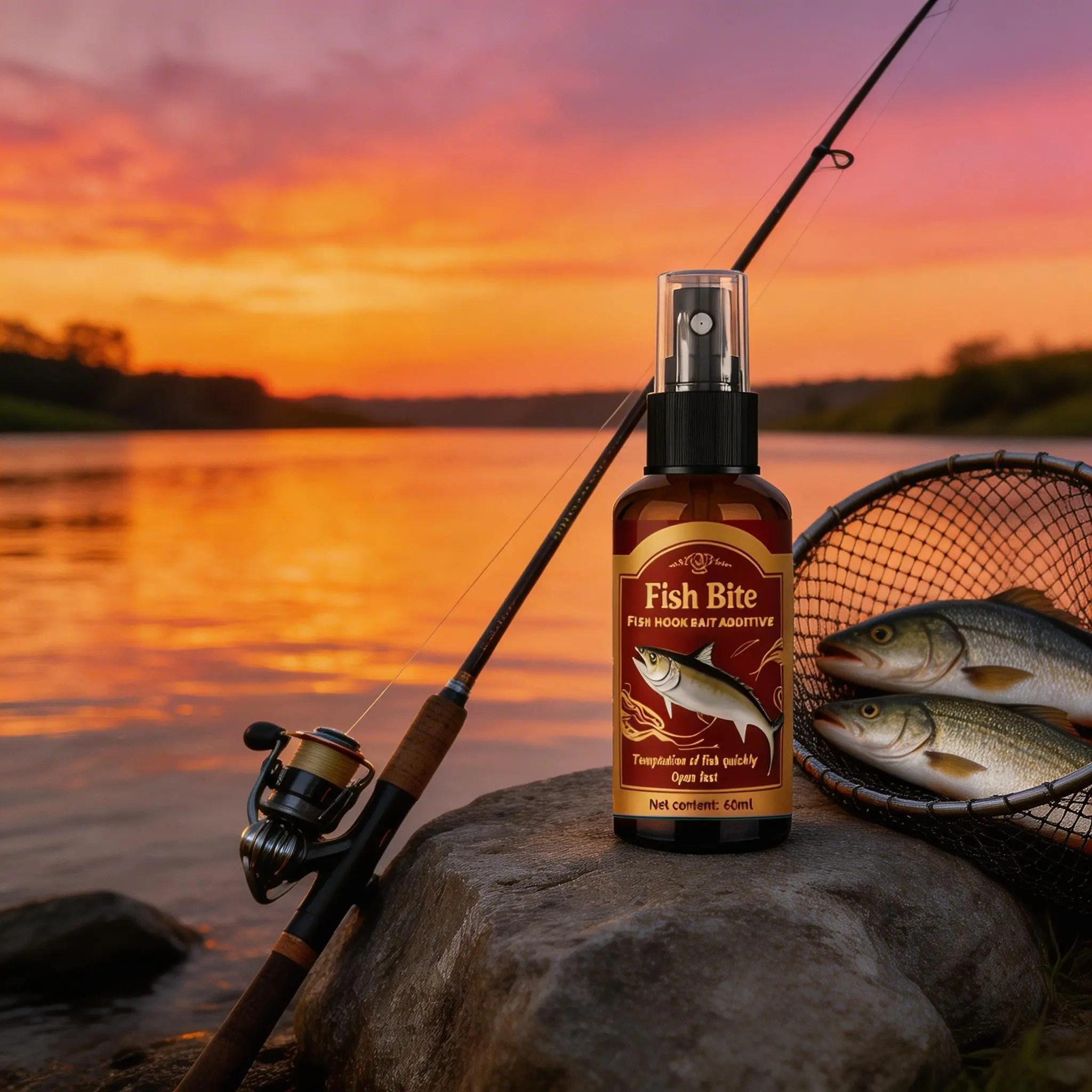 Quick Strike Fish Attractant Spray 60ML, High Concentration Bait Additive, Rapid Fishing Scent Dispersion, Ideal for Anglers, Fishing Tools