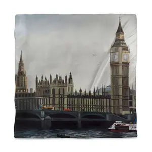 Begin Home Decor 3817-SWCQ-CI259 Big Ben Clock Tower Queen Size Duvet Cover - London Bedroom Decor