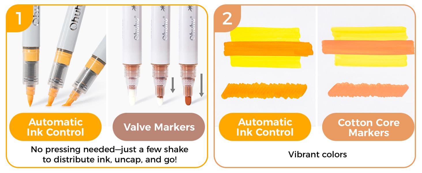 Ohuhu Acrylic Brush Tip Paint Markers 24 Pack/ 48 pack Vibrant Colors with Flexible Brush Tips High-Opacity Waterproof Lightfast Pens for Rock Wood Glass & More Ohuhu Acrylic Brush Tip Paint Markers 24 Pack/ 48 pack Vibrant Colors with Flexible Brush Tips High-Opacity Waterproof Lightfast Pens for Rock Wood Glass & More