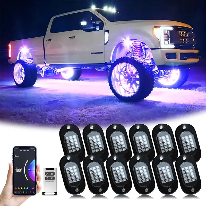 RGB LED Rock Lights Kit – Bluetooth App Control (4–12 Pods)