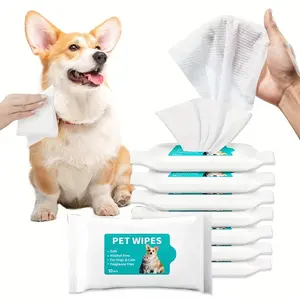 Dog & Cat Pet Wet Wipes, Ultra-Thick Soft Disposable Cleaning Towels, Cleaner, Low Allergy Formula, No Perfume, Stackable Pet Wipes