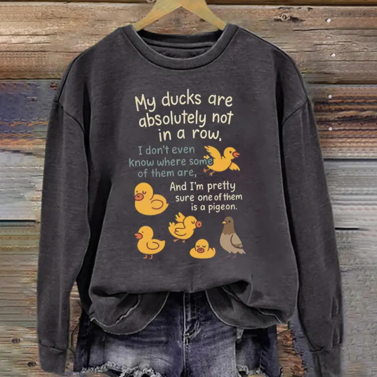 My Ducks Are Not in a Row Sweatshirt, Funny Duck Crewneck, Cute Bird Humor Sweatshirt, Quirky Animal Graphic Pullover, Cozy Unisex Sweater, Funny Gift for Duck Lovers