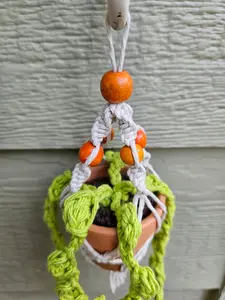 Crochet and Macrame Mini Hanging Potted Plant Decor Leaf