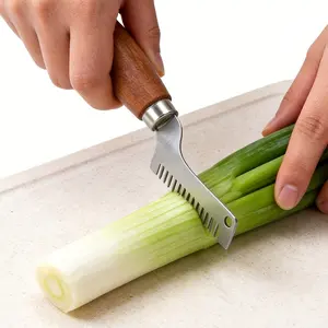 1/2pcs Multifunctional Vegetable Chopper Veggie Cutter with Wooden Handle, Efficient Manual Garlic & Scallion Shredder, Kitchen Essential Prep Tool for Home and Commercial Use