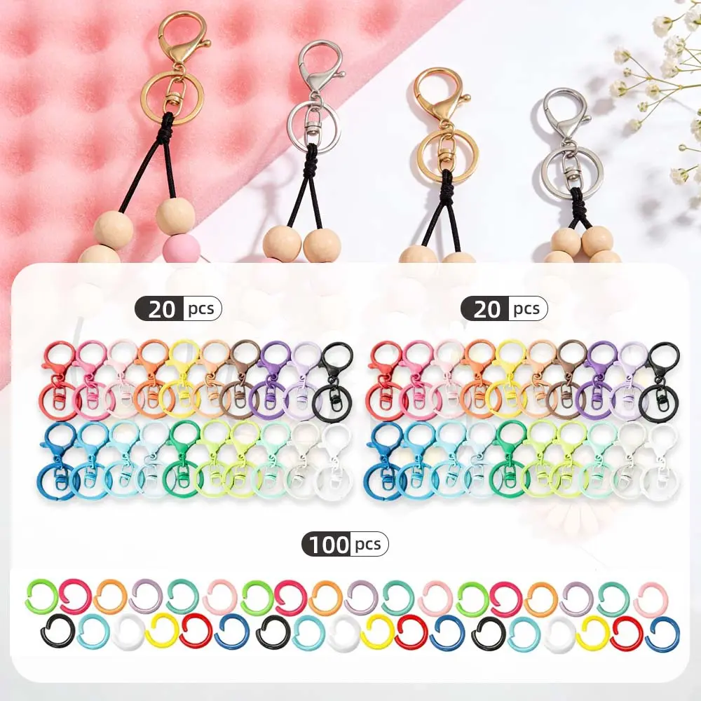 40Pcs Lobster Claw Clasps Keychain Metal Swivel Clasps Lobster Claw Clasps Hook with Swivel Clip with Flat Split Keychain Ring and 100pcs Jump Ring for Jewelry Making DIY Craft Hardware (Colorful ) - Home Improvement.