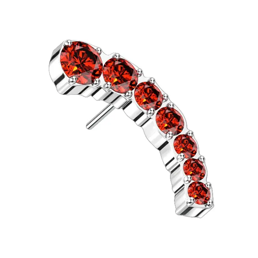 Ascend Red CZ Threadless Titanium Top