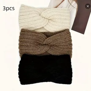 Triple KnotWarmth Ribbed Knit Headband Set-3pcs (Classic Neutrals:Beige/Brown/Black) Women's Soft Stretchy Headbands Winter Ear Warmers with warm headband Solid Color Hair Accessories for Cold Weather Stylish Cozy Hairbands for Everyday & Formal Wear