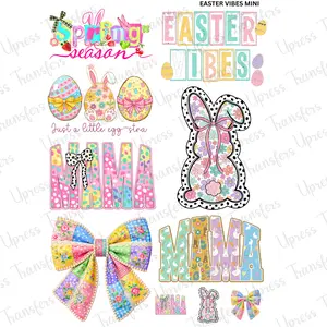 Easter Vibes Mini DTF Transfer Gang Sheet 24.5" wide x 36" long. Direct To Film Mini Gang Sheet