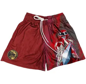 Mighty Morphin Power Rangers Red Ranger Gym Shorts Men's Shorts Workout Sport Knee Pants with Pockets Athletic Summer Shorts