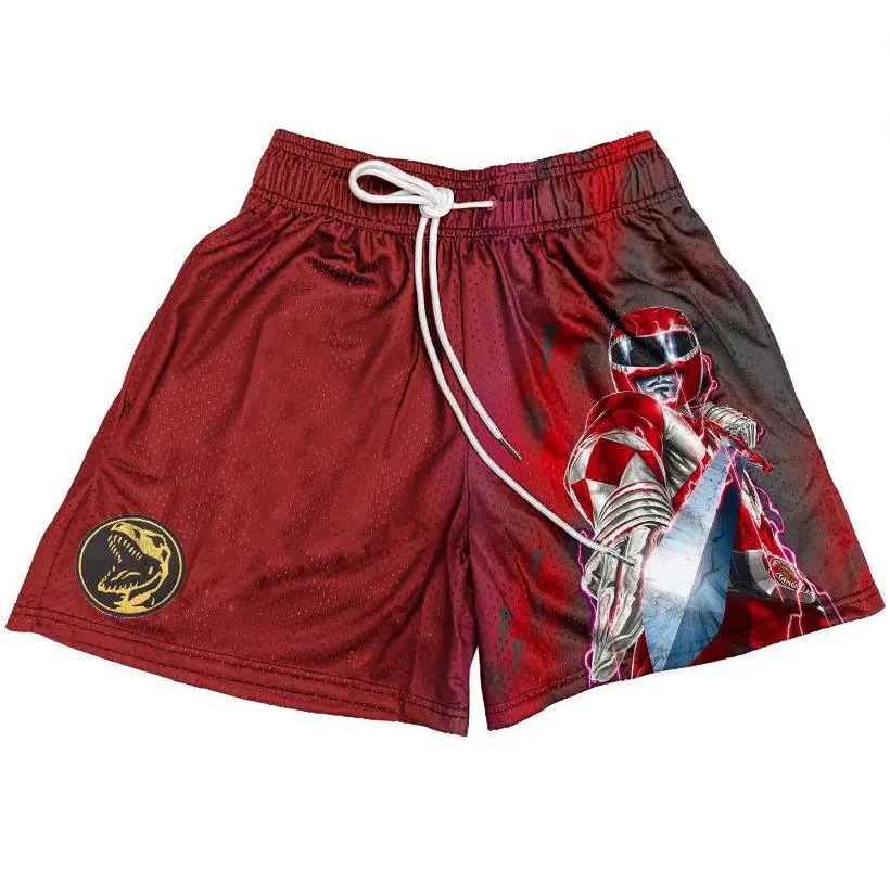 Mighty Morphin Power Rangers Red Ranger Gym Shorts Men's Shorts Workout Sport Knee Pants with Pockets Athletic Summer Shorts