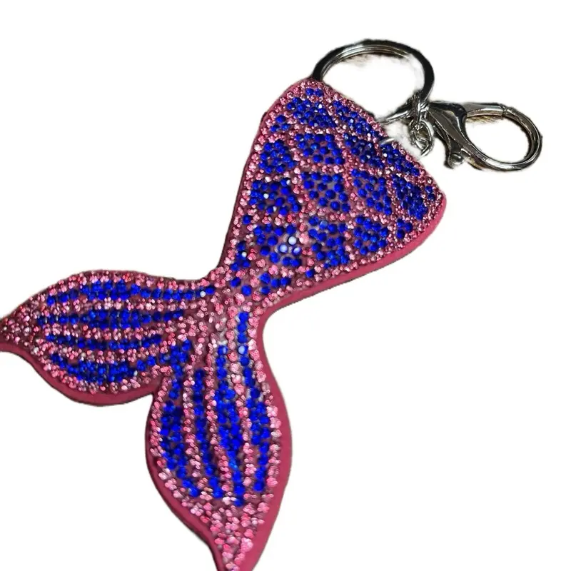 Glitter Mermaid Tail Bag Charm, Versatile Blue and Pink Rhinestone Keychain for Women's Purse, Fashion Accessory, Ideal