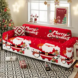 1PC Christmas Stretch Sofa Cover Pet Proof Easy Wash Festive Decor No Pillowcase Sofa Couch Covers
