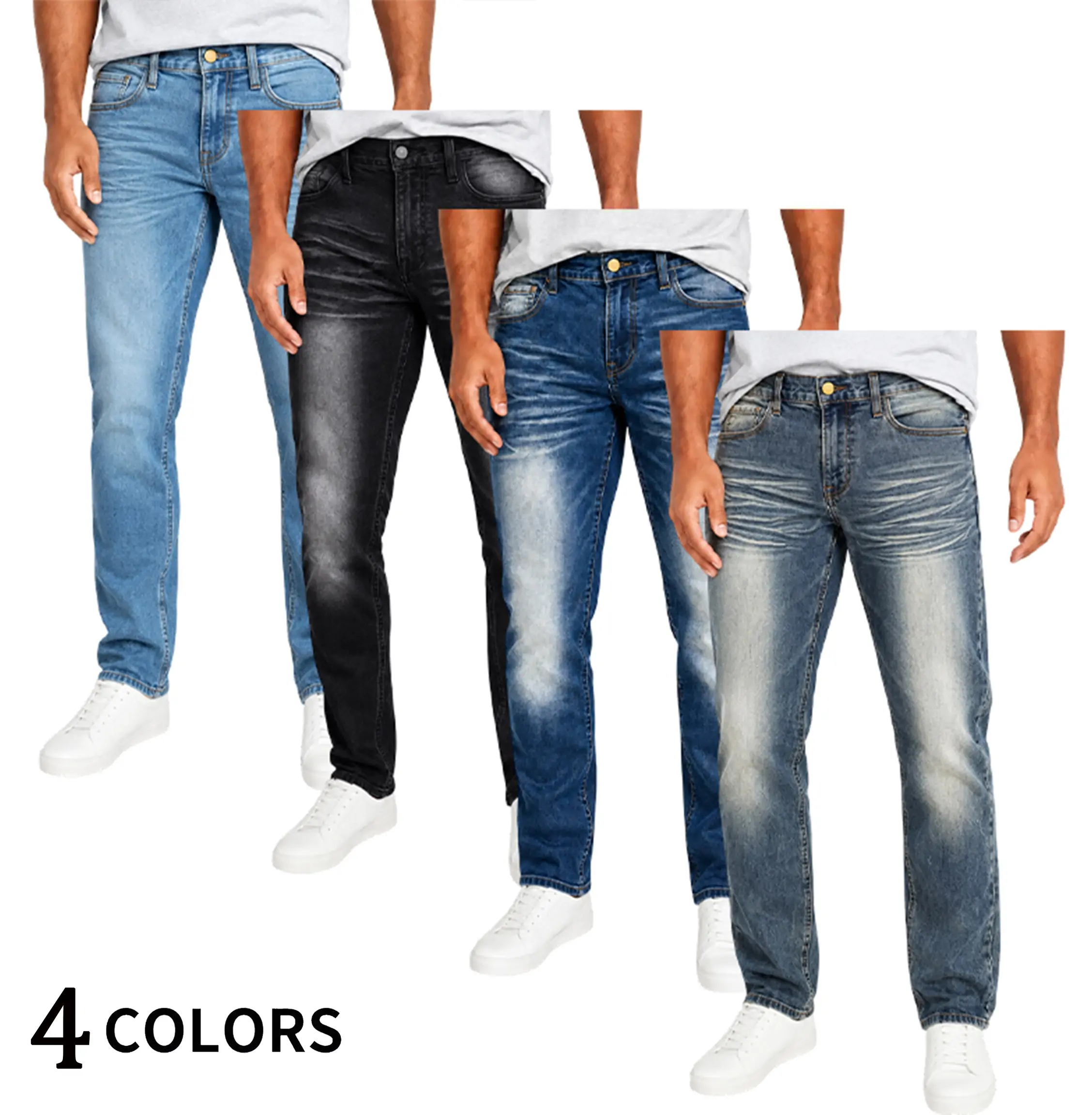 Echo Attire men’s premium stretch slim straight jeans with multiple pockets, vintage wash finish, comfortable cotton fabric—stylish menswear suitable for all seasons.
