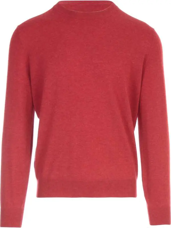 BRUNELLO CUCINELLI MEN'S TOMATO CASHMERE CREWNECK SWEATER