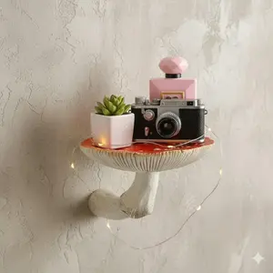Mushroom Wall Shelf Floating Shelf Bathroom Decor Waterproof Storage Shelf Creative Wall Decor for Living Room Bedroom Office Nordic Style in 3 Sizes Wall Mounted Shelf Wall Shelf Unit