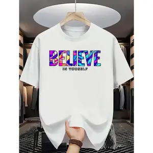 Believe in Yourself Motivational Tee – Holographic Look Positive Shirt for Gym & Daily