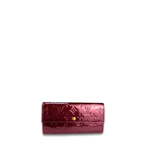 Pre-owned Louis Vuitton Vernis  Small Leather Goods Wine Sarah Wallet